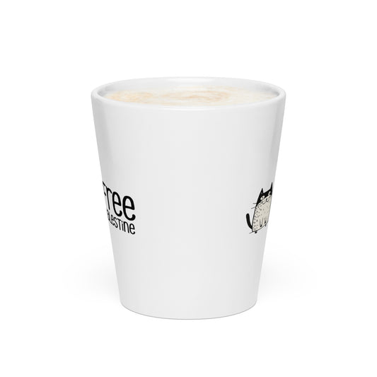 Free Palestine Cat latte mug in white ceramic by Warrior Ink Apparel