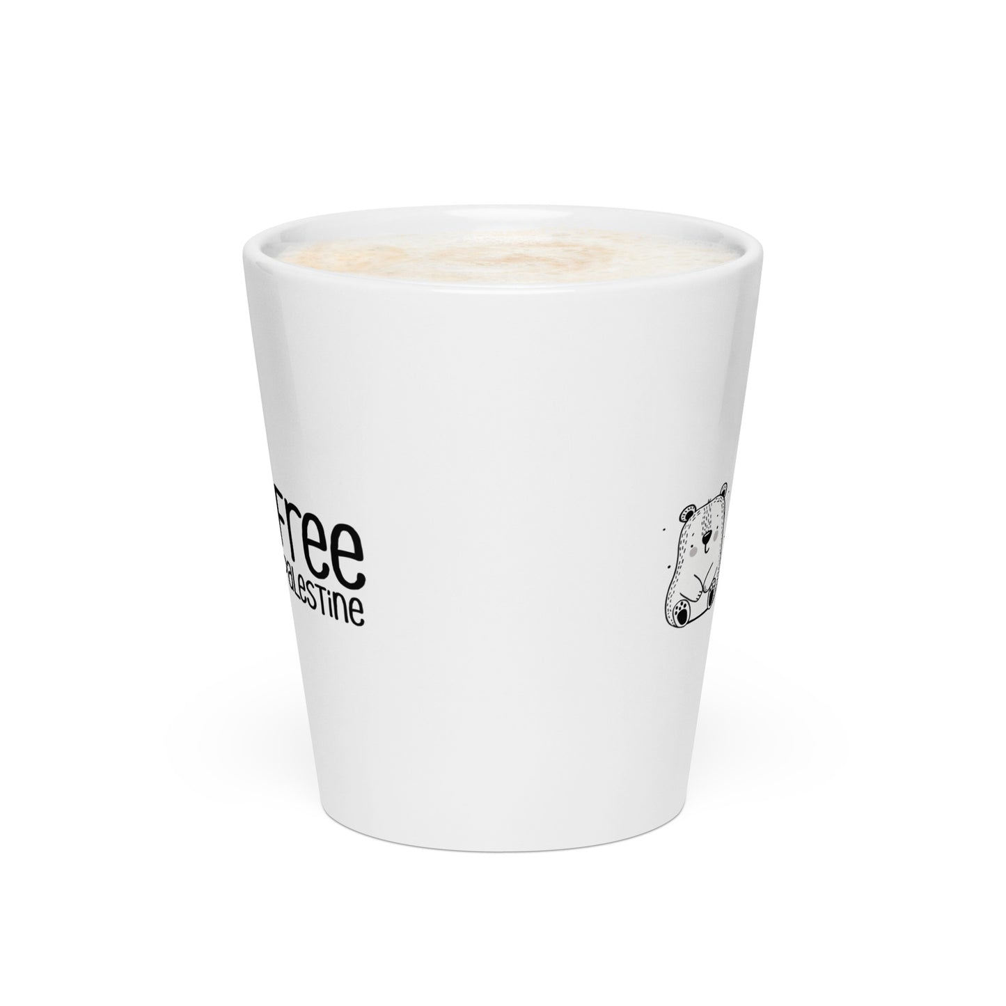 Free Palestine Bear latte mug by Warrior Ink Apparel