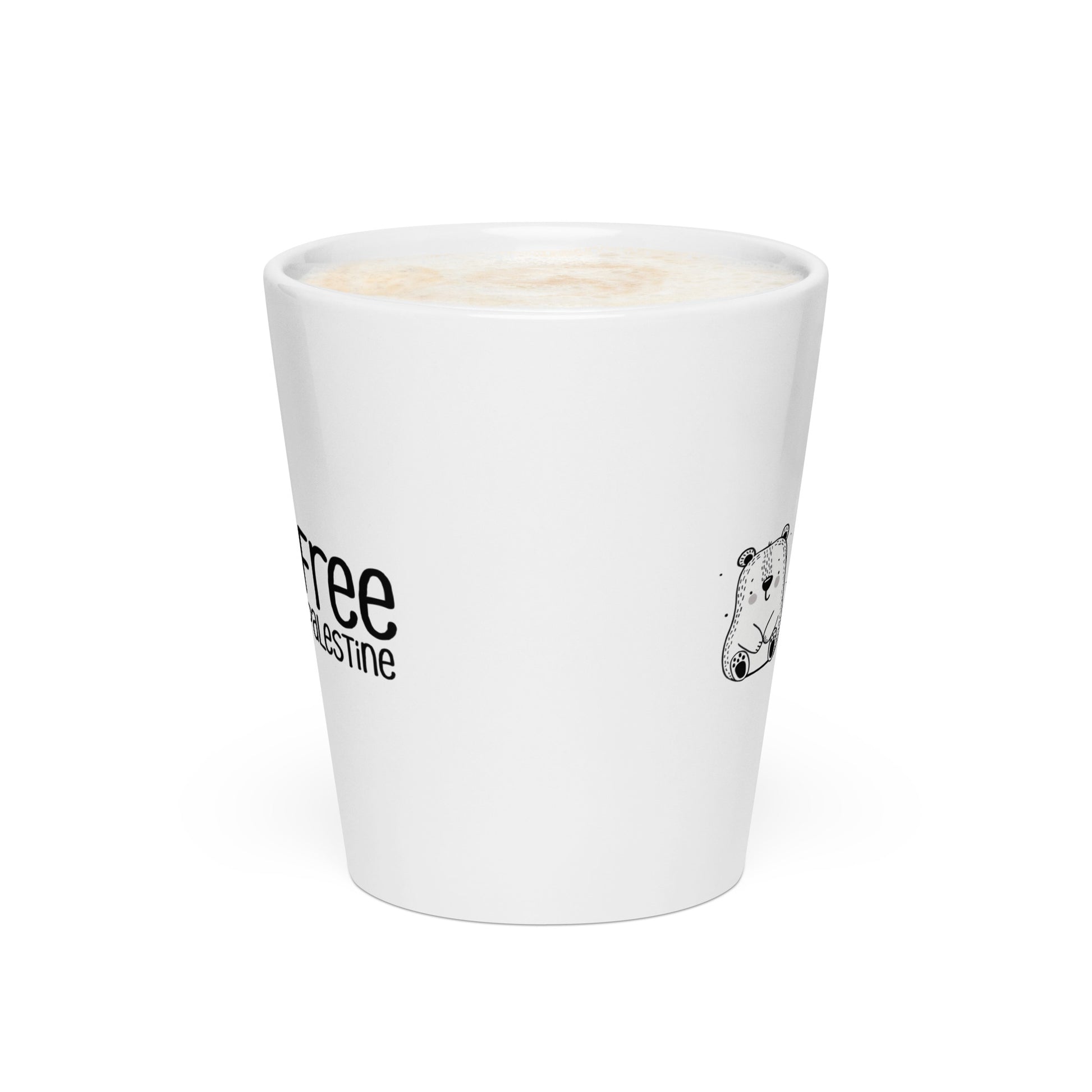 Free Palestine Bear latte mug by Warrior Ink Apparel