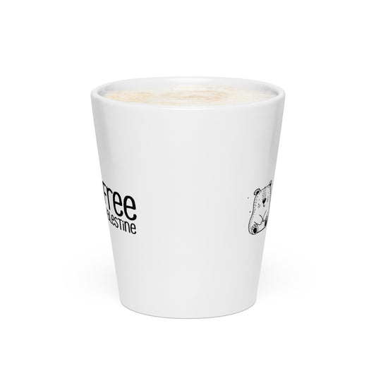 Free Palestine Bear latte mug by Warrior Ink Apparel