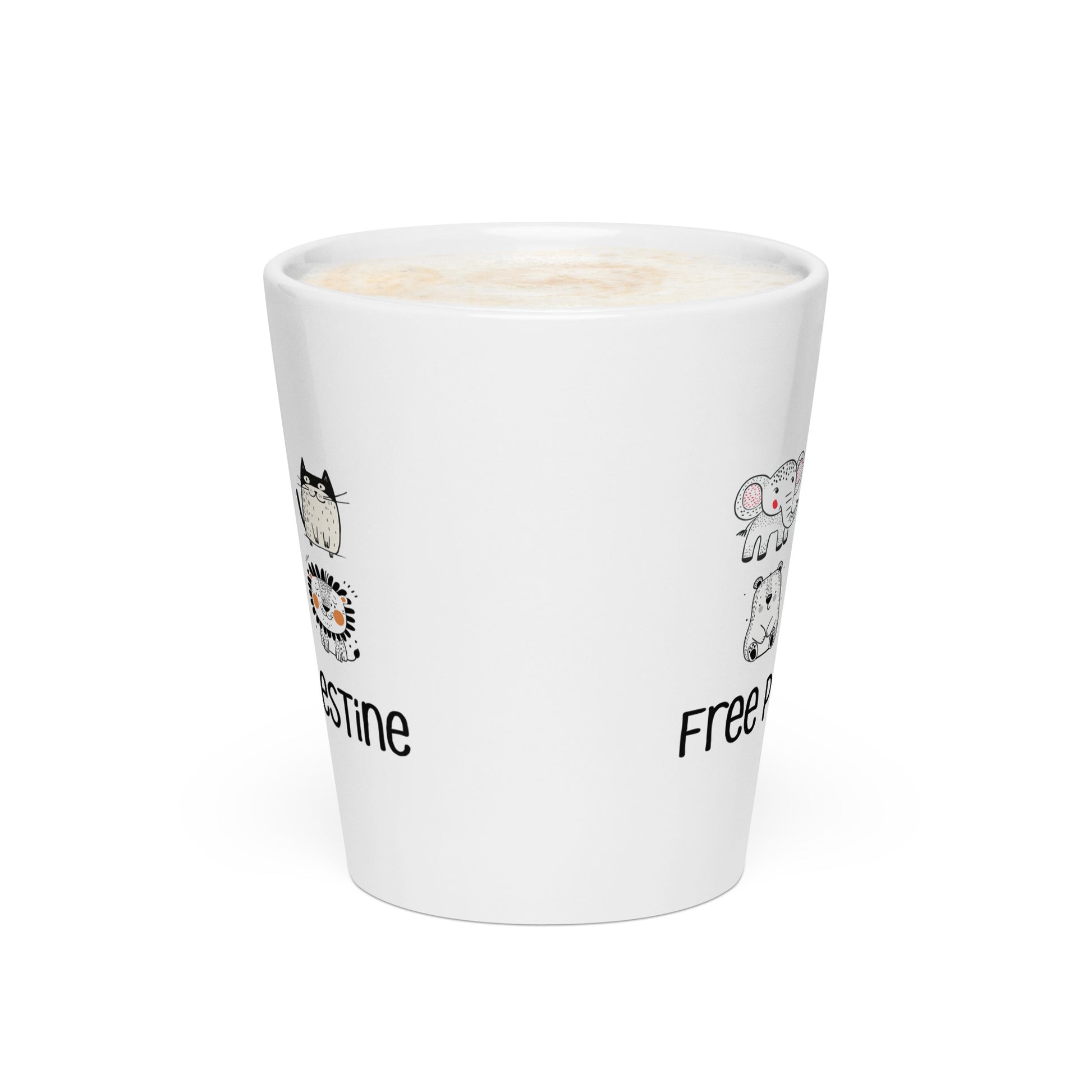 Free Palestine Animal Friends latte mug by Warrior Ink Apparel