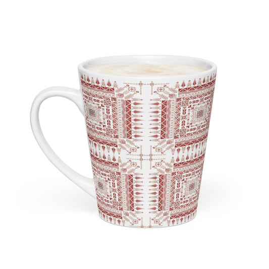 Palestinian tatreez embroidery ceramic latte mug 12 oz by Warrior Ink Apparel