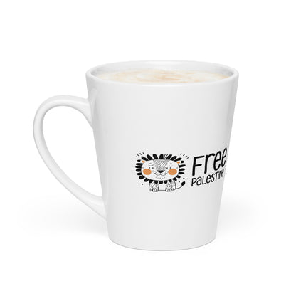 Free Palestine Lion latte mug in white ceramic by Warrior Ink Apparel