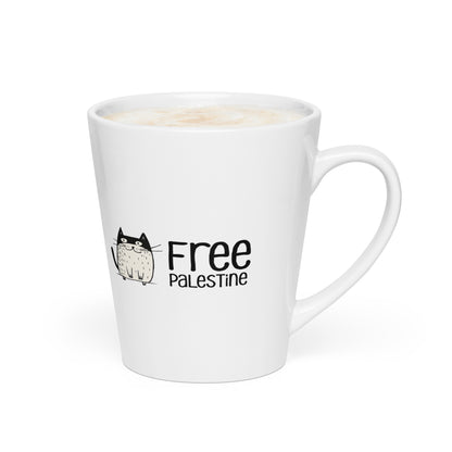 Free Palestine Cat latte mug in white ceramic by Warrior Ink Apparel