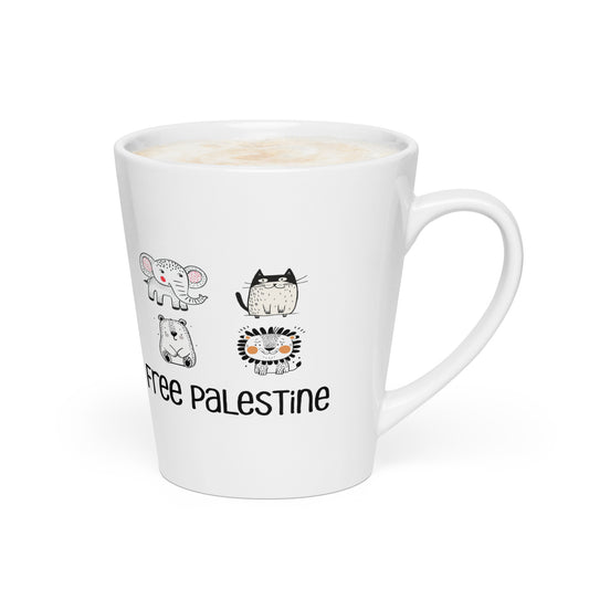 Free Palestine Animal Friends latte mug by Warrior Ink Apparel