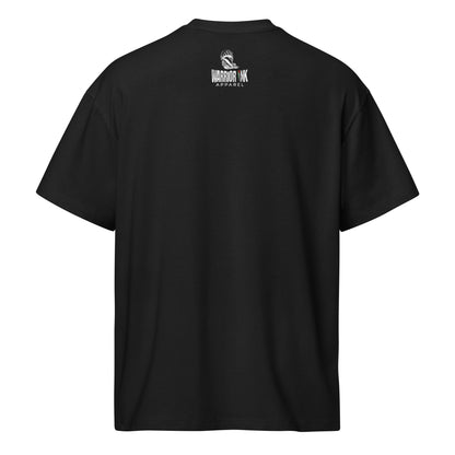 Back view of RESILIENCE boxy tee with Warrior Ink Apparel neck logo