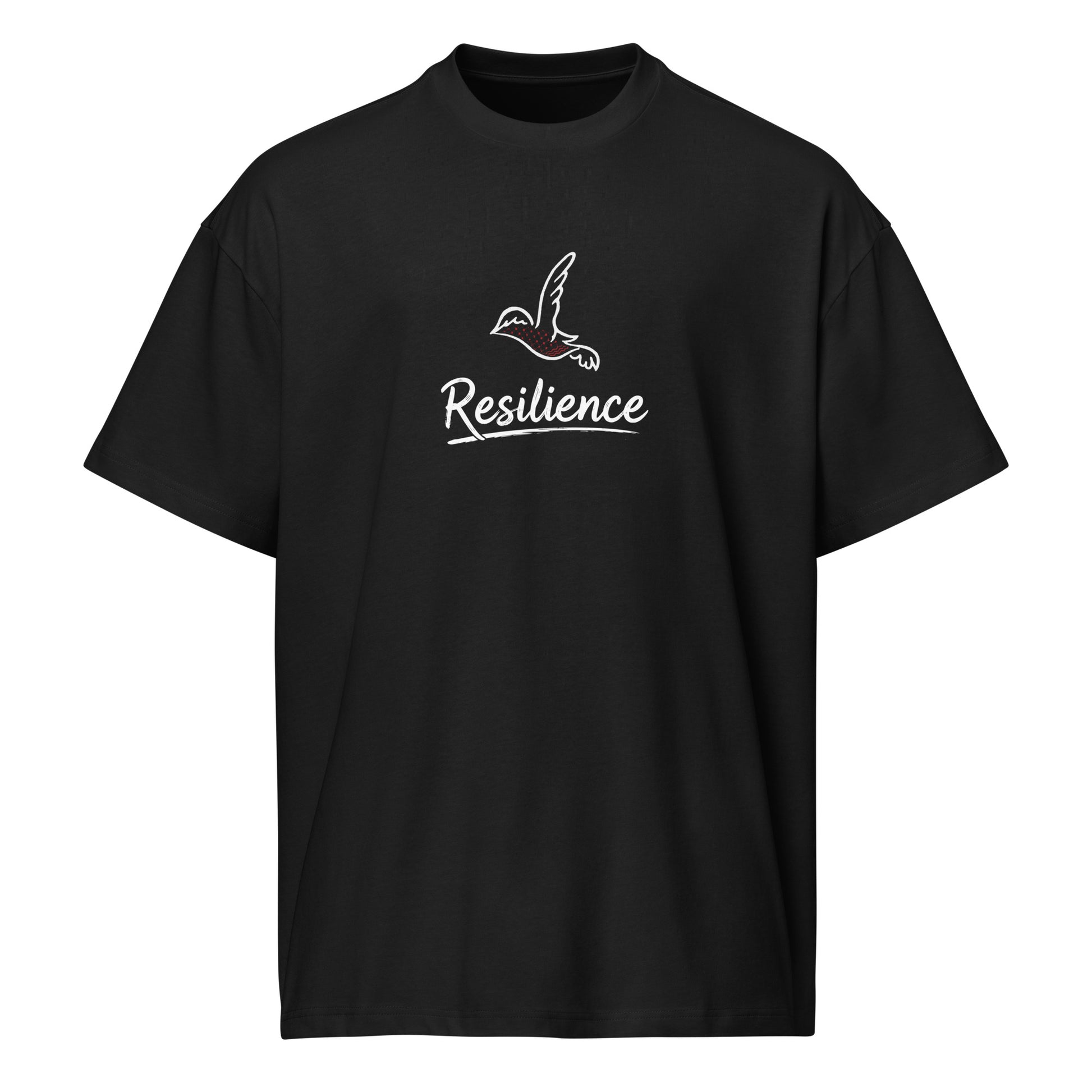 Front view of RESILIENCE Palestine boxy tee with dove graphic