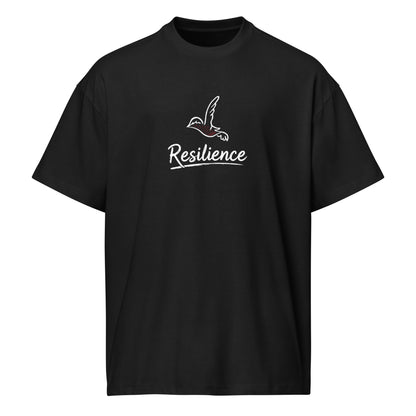 Front view of RESILIENCE Palestine boxy tee with dove graphic