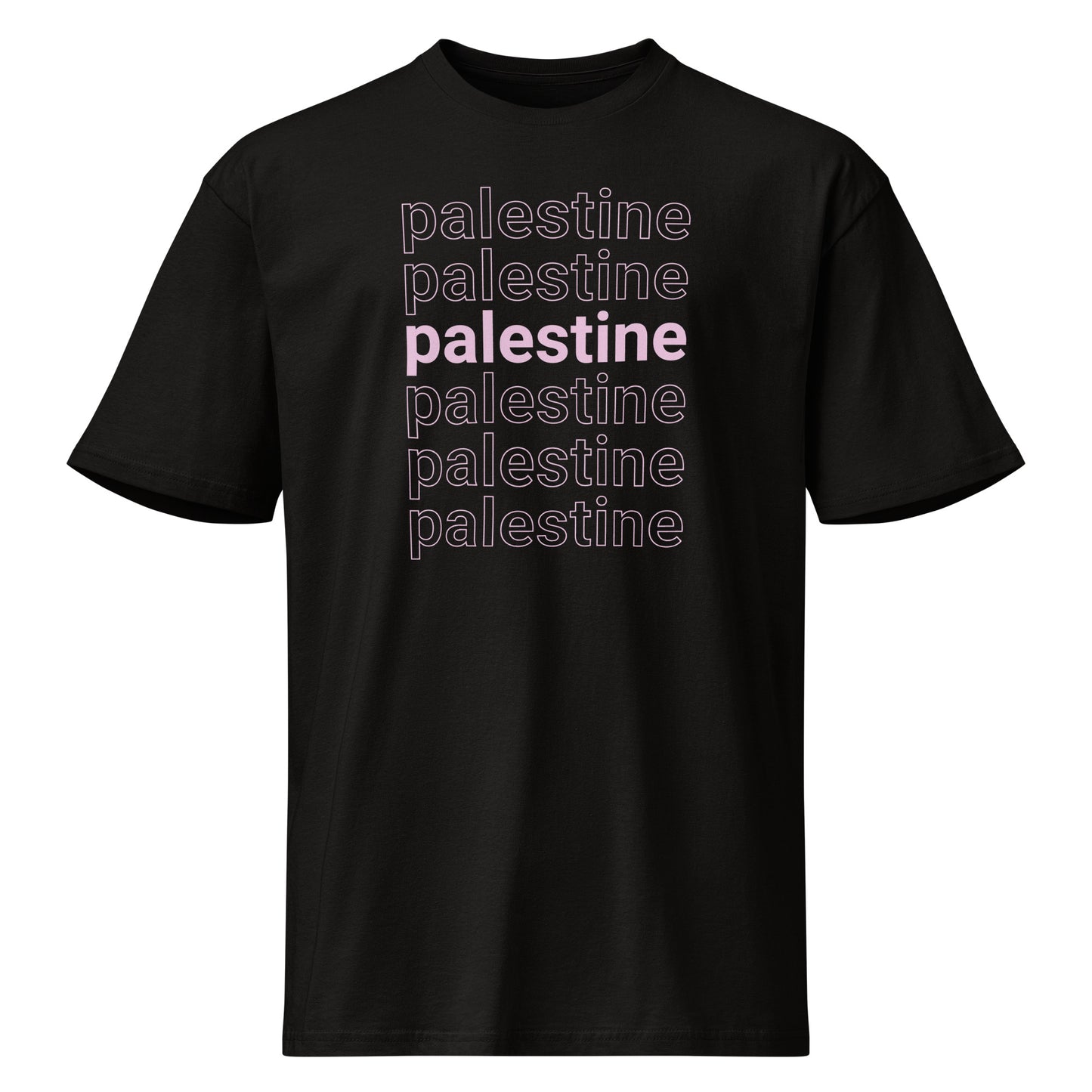 Layered Palestine t-shirt with clean typography design. Soft, durable, and built for everyday streetwear.