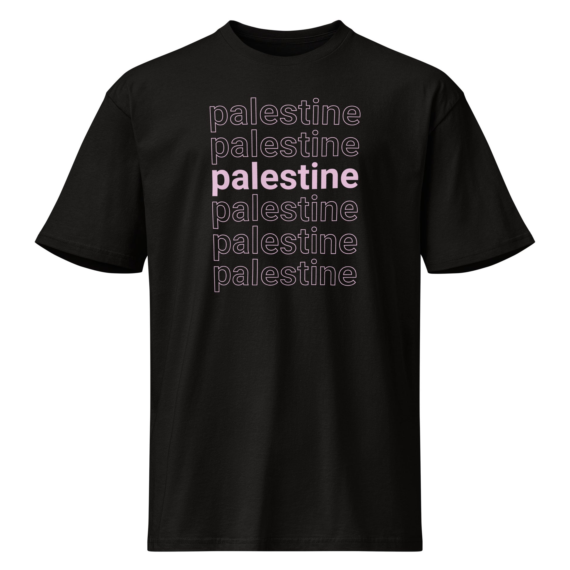 Layered Palestine t-shirt with clean typography design. Soft, durable, and built for everyday streetwear.
