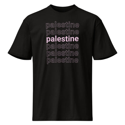 Layered Palestine t-shirt with clean typography design. Soft, durable, and built for everyday streetwear.