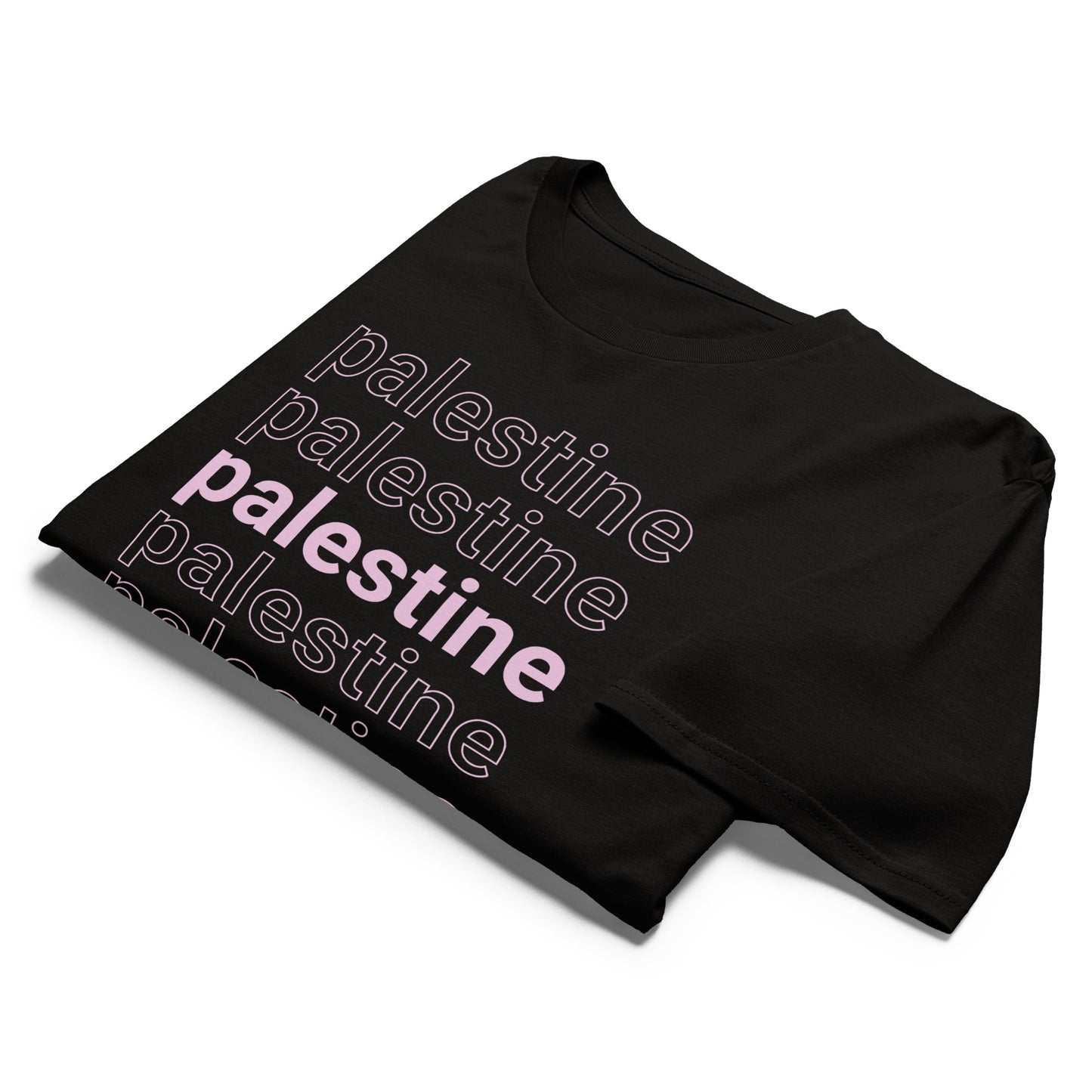 Layered Palestine t-shirt with clean typography design. Soft, durable, and built for everyday streetwear.