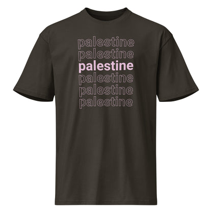 Layered Palestine t-shirt with clean typography design. Soft, durable, and built for everyday streetwear.