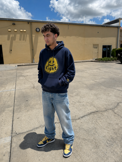 Model wearing FIGHT FOR HUMANITY Palestine solidarity hoodie by Warrior Ink Apparel