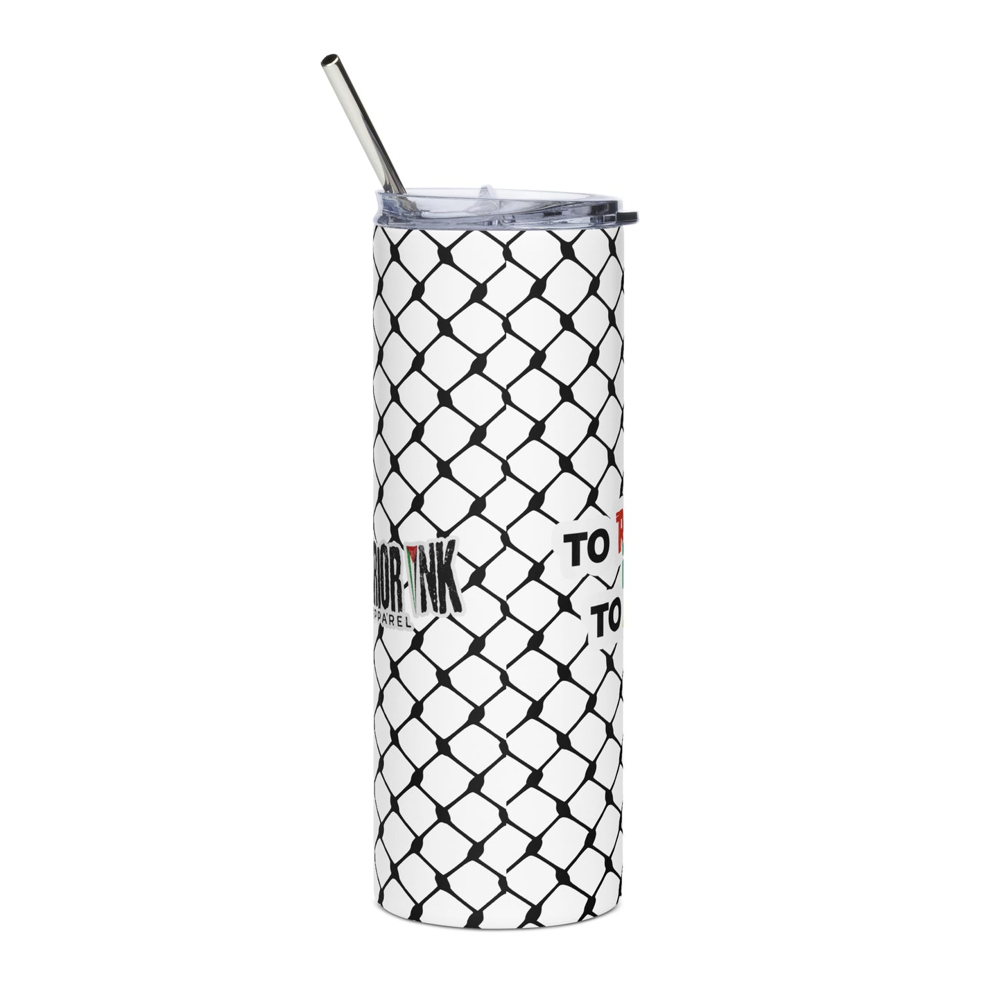 To Resist Is To Love keffiyeh stainless steel 20 oz tumbler with metal straw
