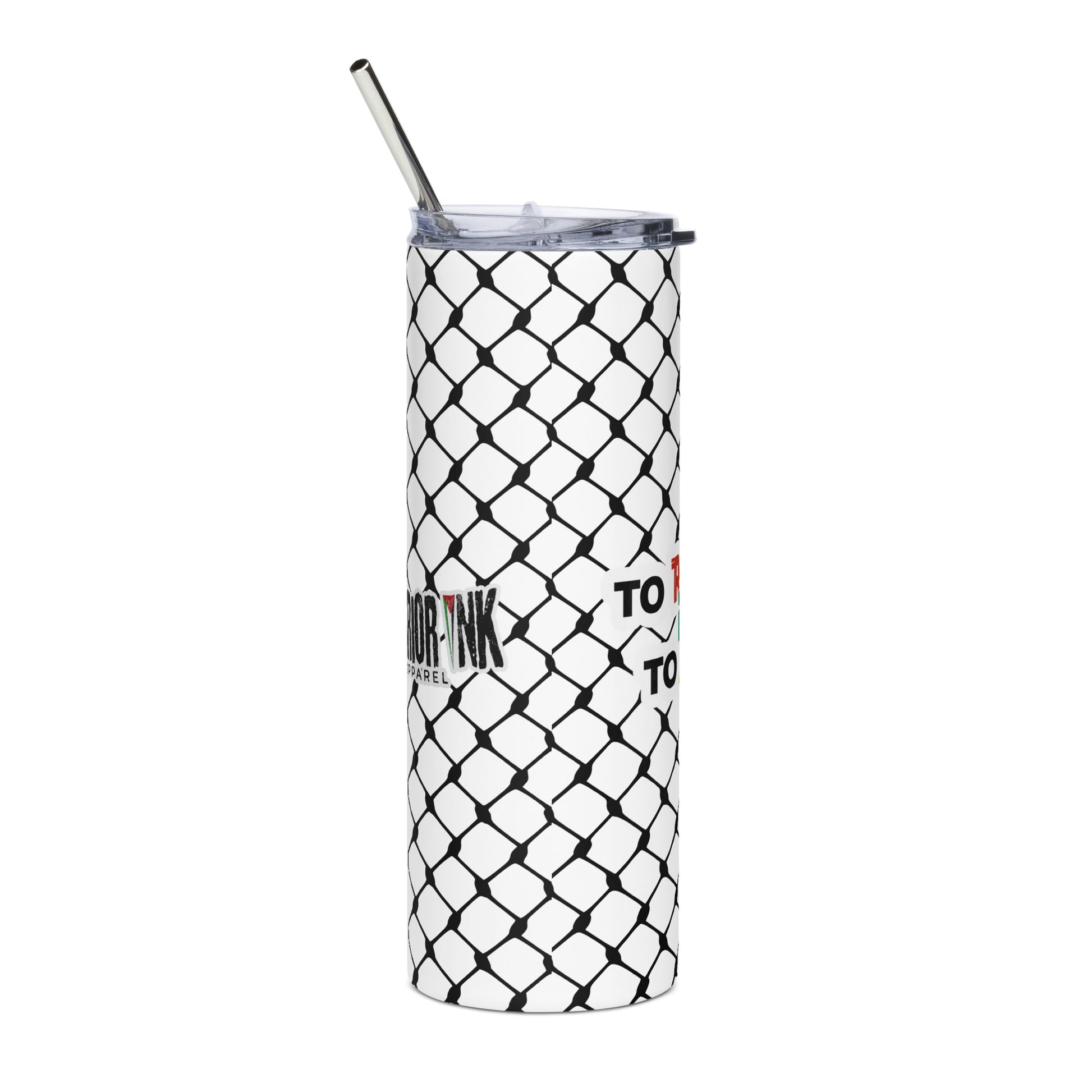 To Resist Is To Love keffiyeh stainless steel 20 oz tumbler with metal straw