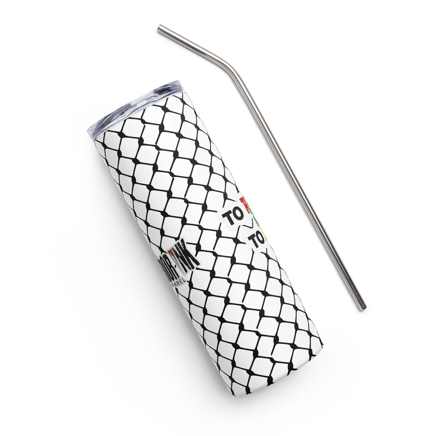 To Resist Is To Love keffiyeh stainless steel 20 oz tumbler with metal straw