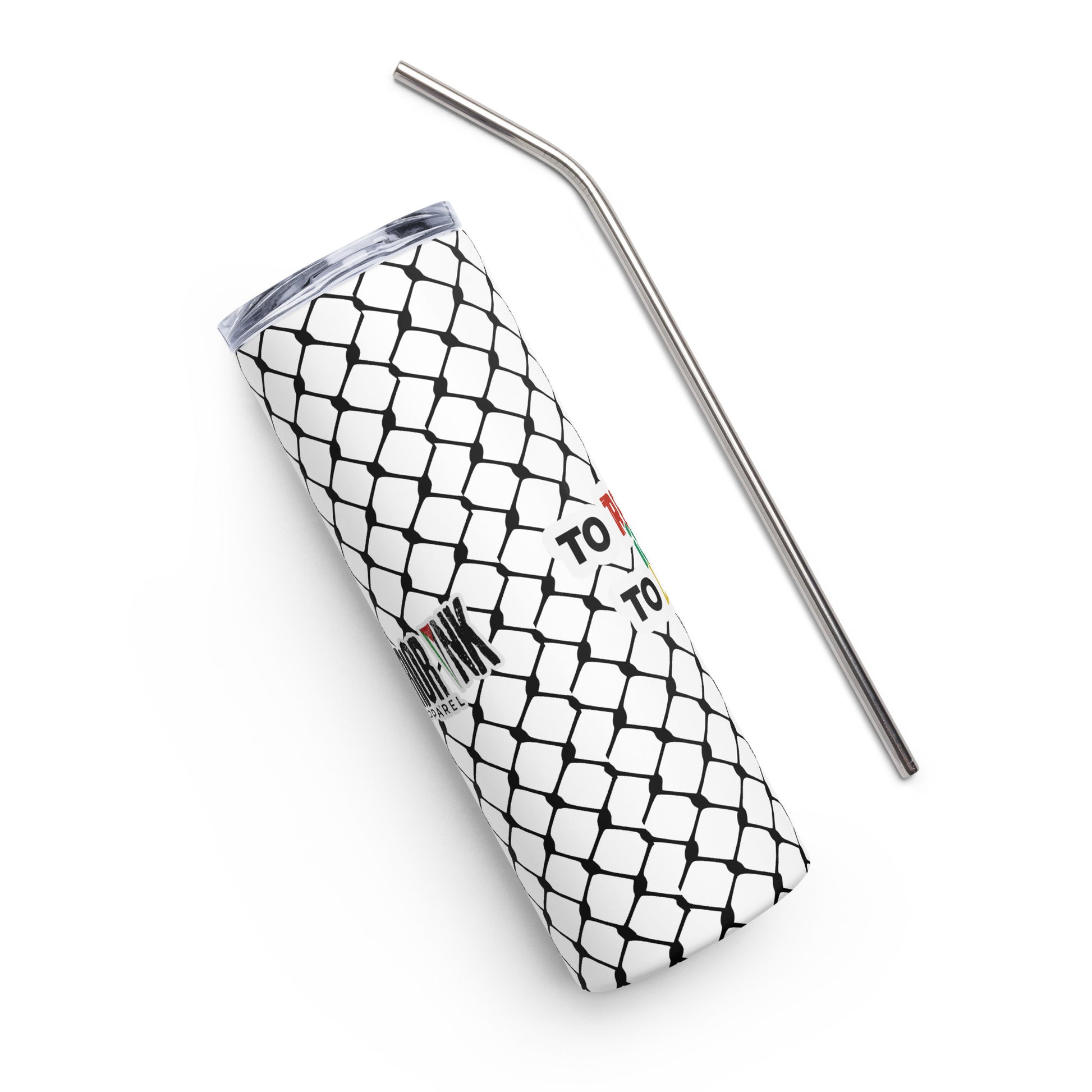 To Resist Is To Love keffiyeh stainless steel 20 oz tumbler with metal straw