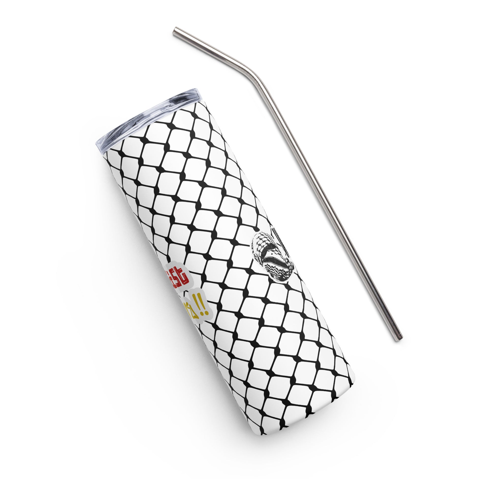 To Resist Is To Love keffiyeh stainless steel 20 oz tumbler with metal straw