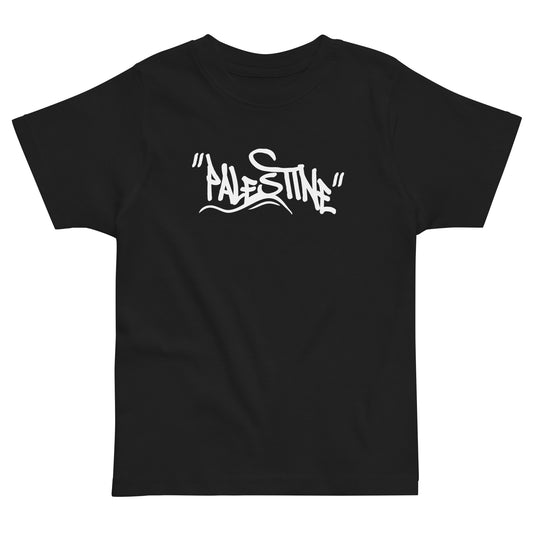 Palestine toddler shirt with graffiti style palestine text design