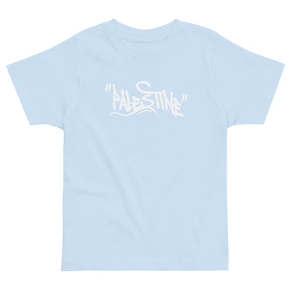 Palestine toddler shirt with graffiti style palestine text design