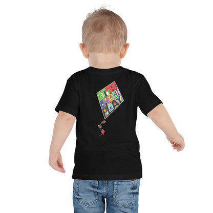 Toddler wearing Let the Children Play Palestine graphic T-shirt by Warrior Ink Apparel