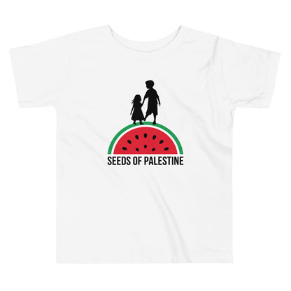 White SEEDS OF PALESTINE toddler Palestine graphic tee by Warrior Ink Apparel
