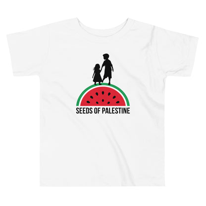 White SEEDS OF PALESTINE toddler Palestine graphic tee by Warrior Ink Apparel