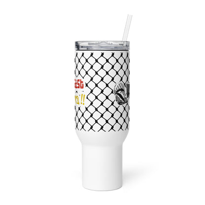 To Resist Is To Love keffiyeh stainless steel travel mug by Warrior Ink Apparel