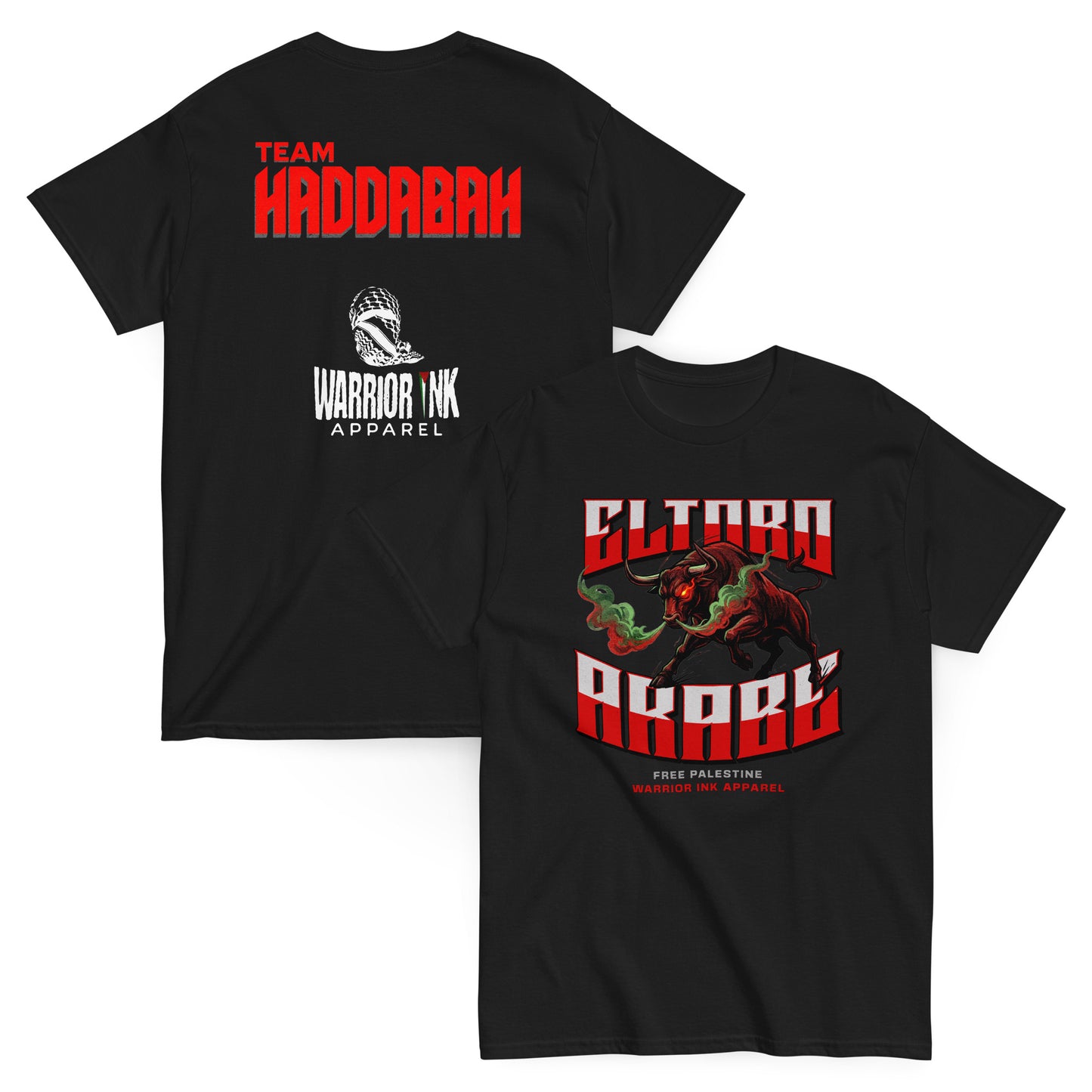 El Toro Arabe Team Haddabah boxing collaboration tee front and back design