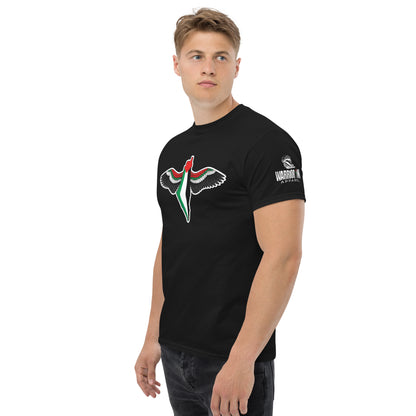 Male Model wearing FREEDOM WINGS Palestine Graphic Tee by Warrior Ink Apparel