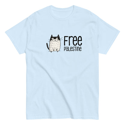 Free Palestine Cat Tee with illustrated cat graphic by Warrior Ink Apparel
