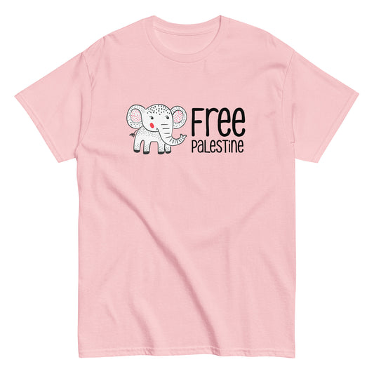 Free Palestine Elephant heavyweight tee with activist artwork by Warrior Ink Apparel