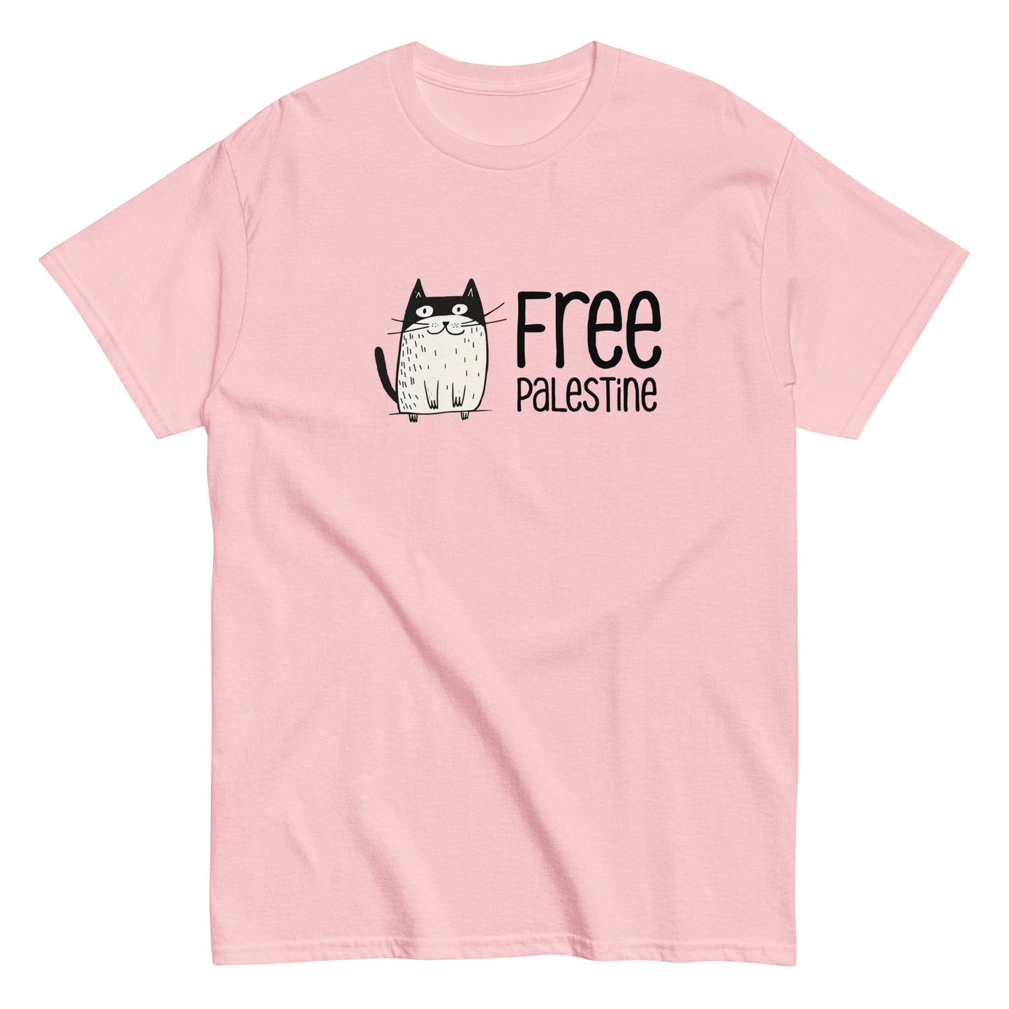 Free Palestine Cat Tee with illustrated cat graphic by Warrior Ink Apparel