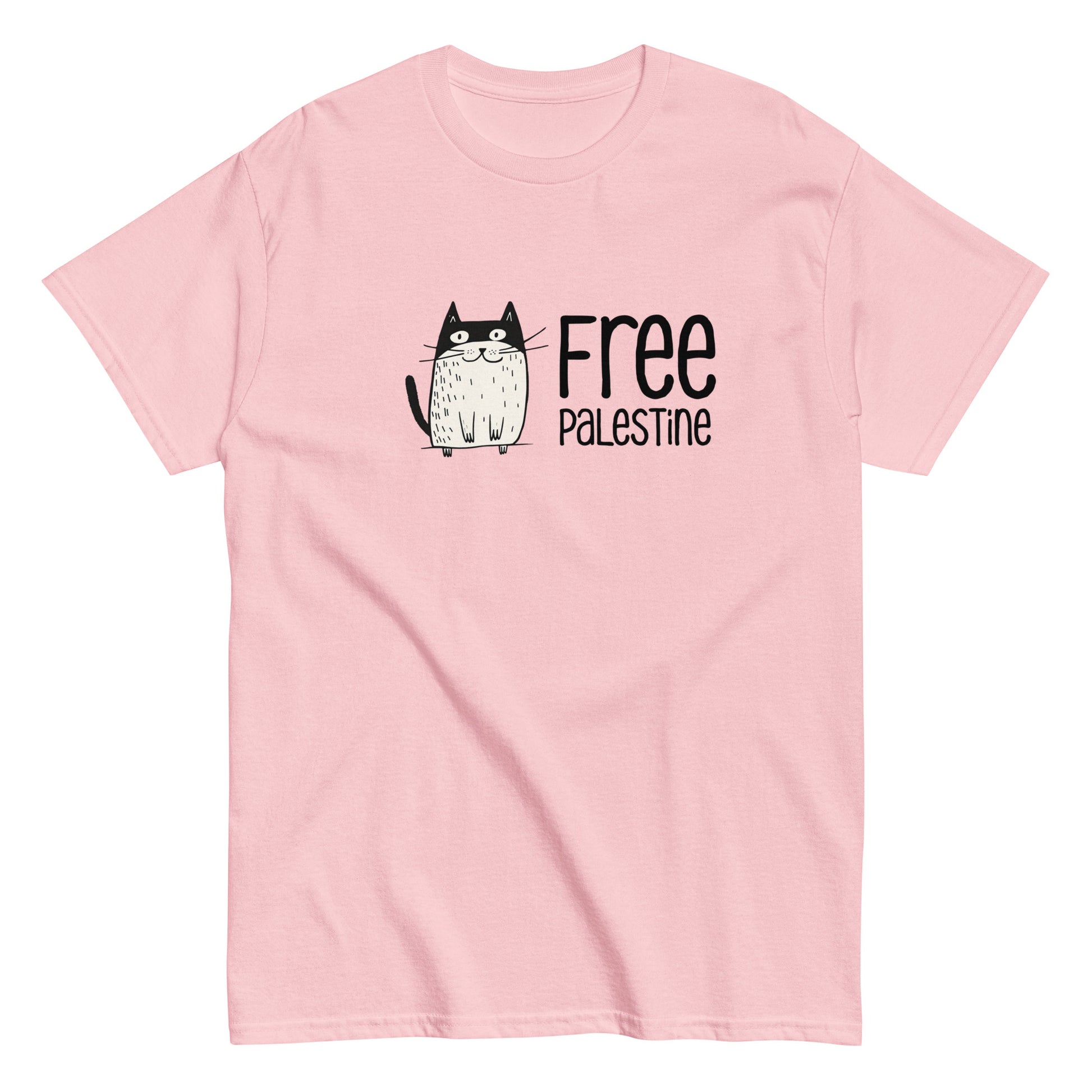 Free Palestine Cat Tee with illustrated cat graphic by Warrior Ink Apparel