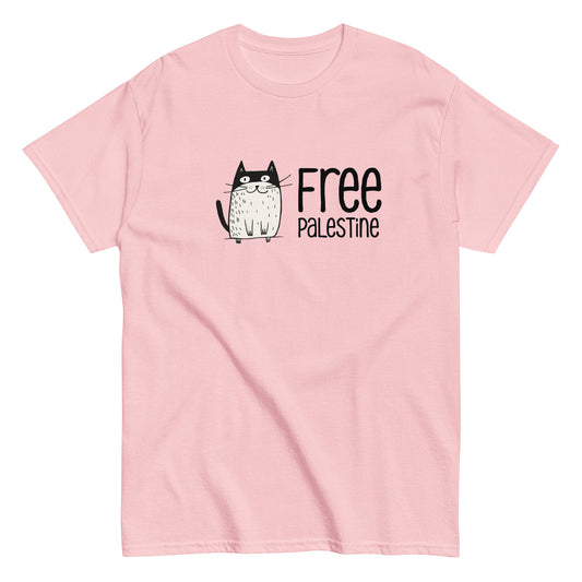 Free Palestine Cat Tee with illustrated cat graphic by Warrior Ink Apparel