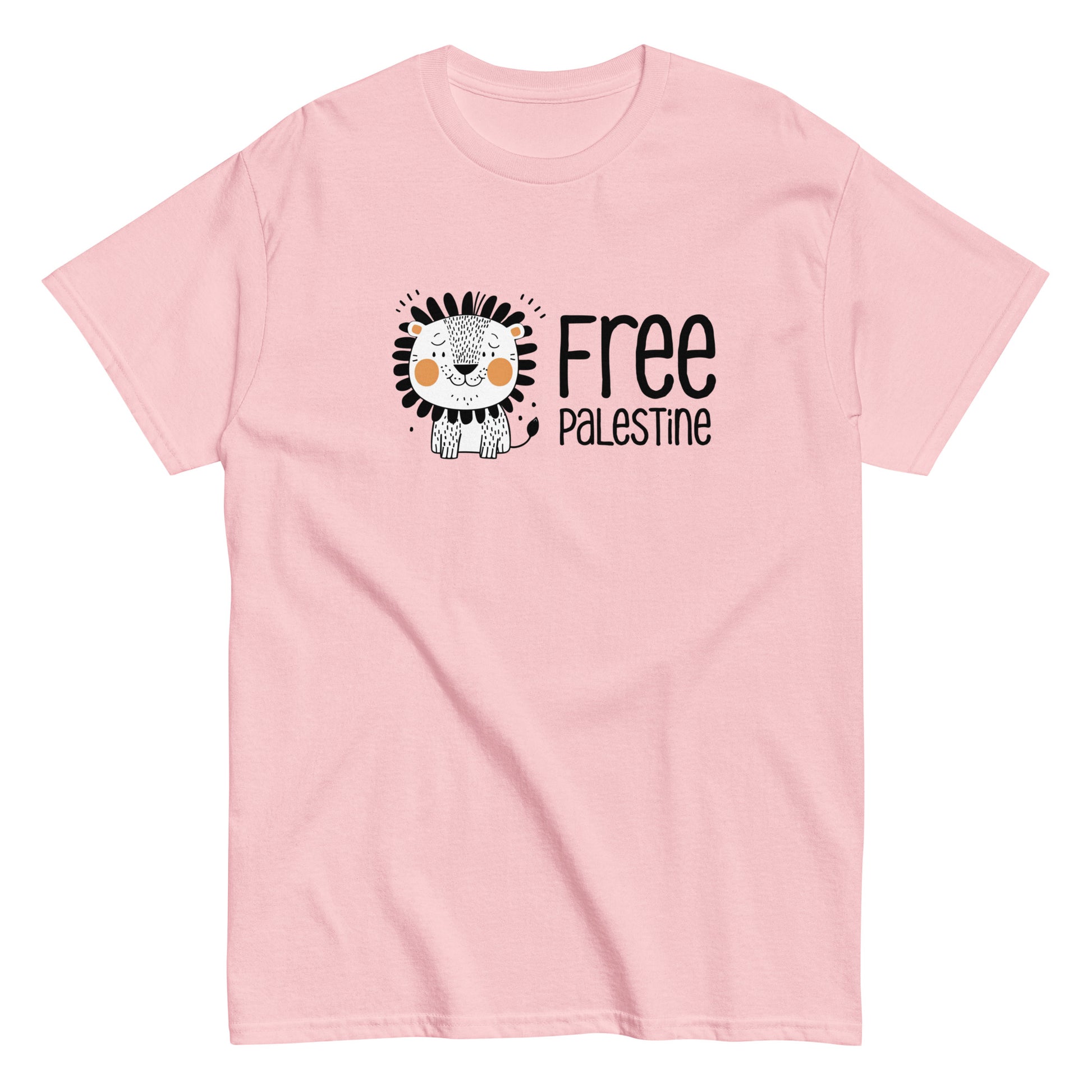 Free Palestine Lion classic tee in pink cotton by Warrior Ink Apparel