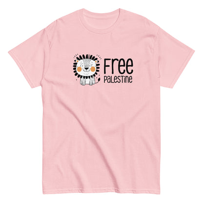 Free Palestine Lion classic tee in pink cotton by Warrior Ink Apparel