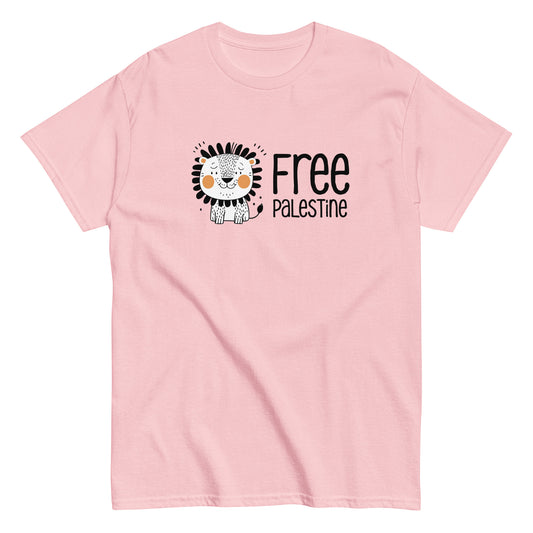 Free Palestine Lion classic tee in pink cotton by Warrior Ink Apparel