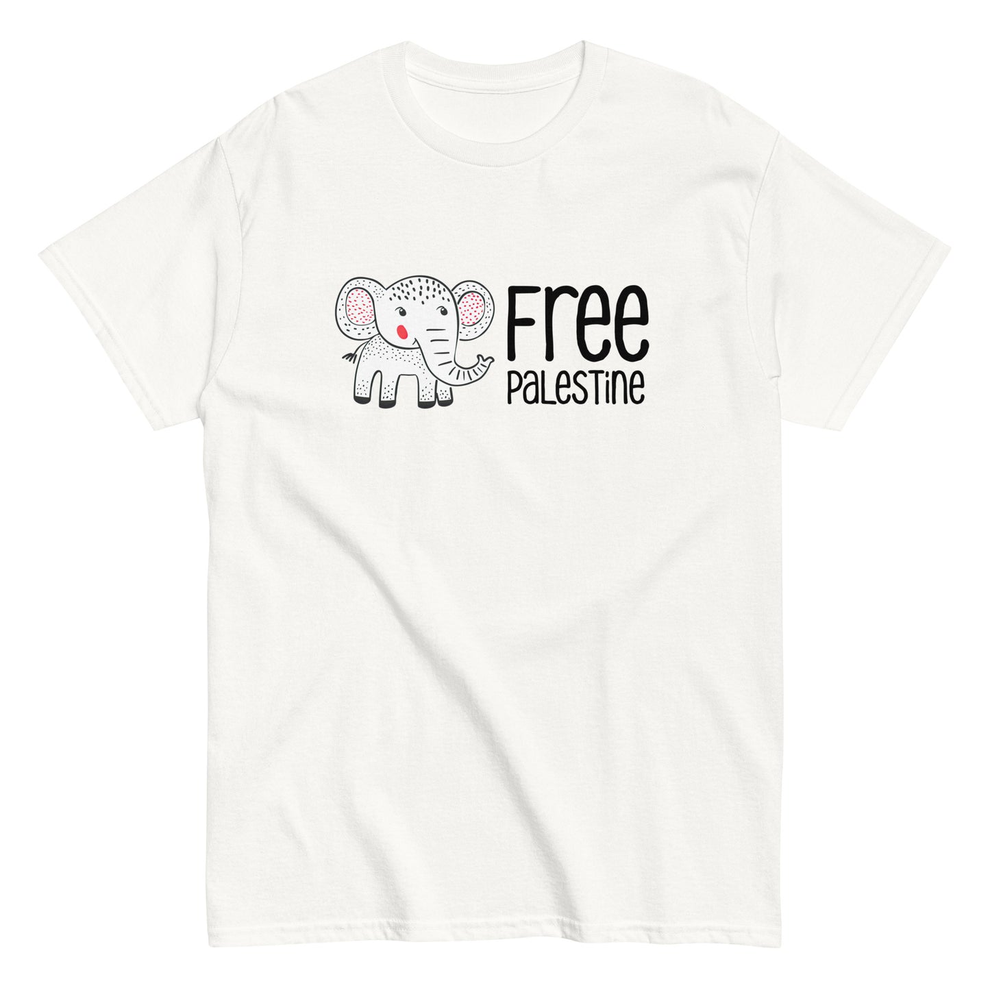 Free Palestine Elephant heavyweight tee with activist artwork by Warrior Ink Apparel