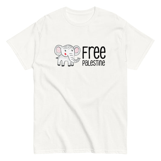 Free Palestine Elephant heavyweight tee with activist artwork by Warrior Ink Apparel