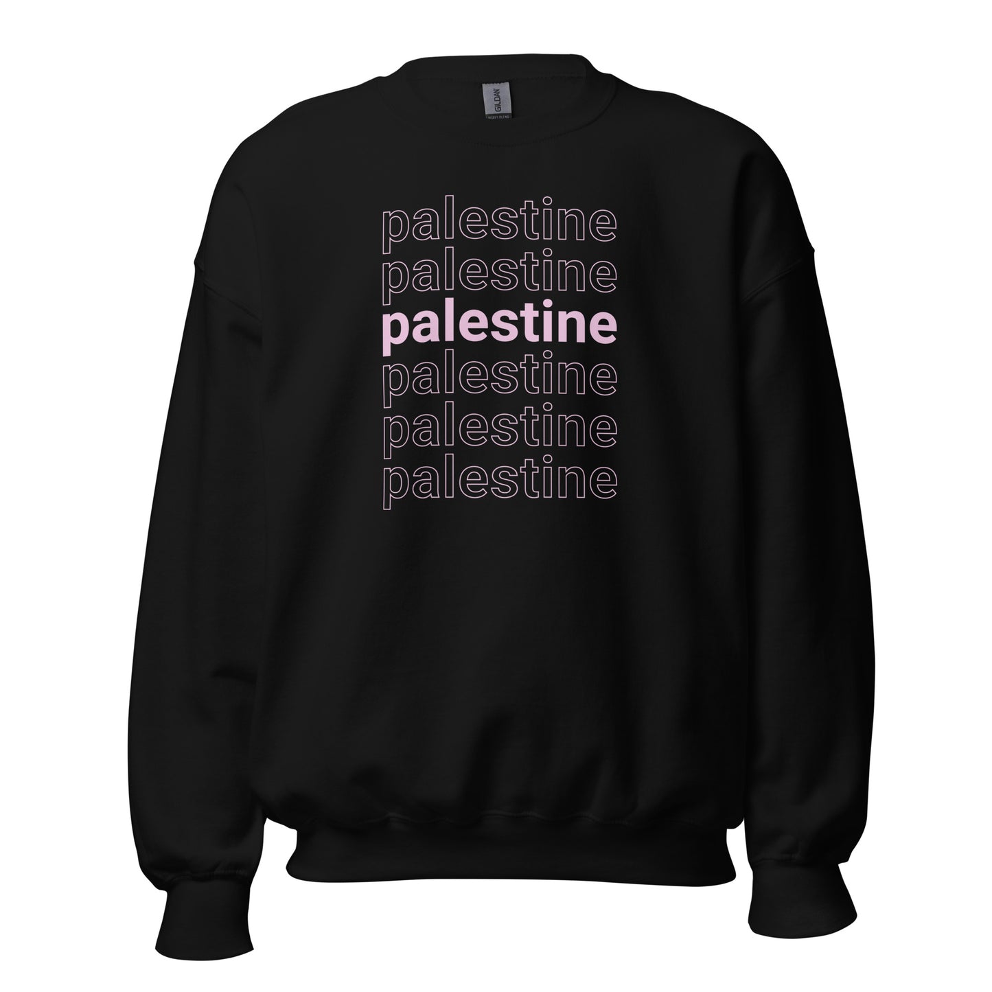 Layered Palestine sweatshirt with clean typography design. Soft, durable, and built for everyday streetwear.
