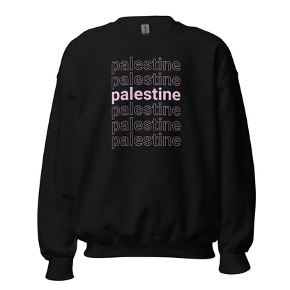 Layered Palestine sweatshirt with clean typography design. Soft, durable, and built for everyday streetwear.