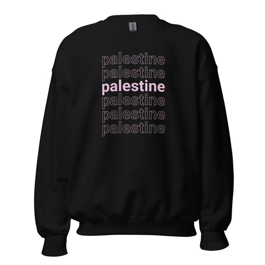 Layered Palestine sweatshirt with clean typography design. Soft, durable, and built for everyday streetwear.