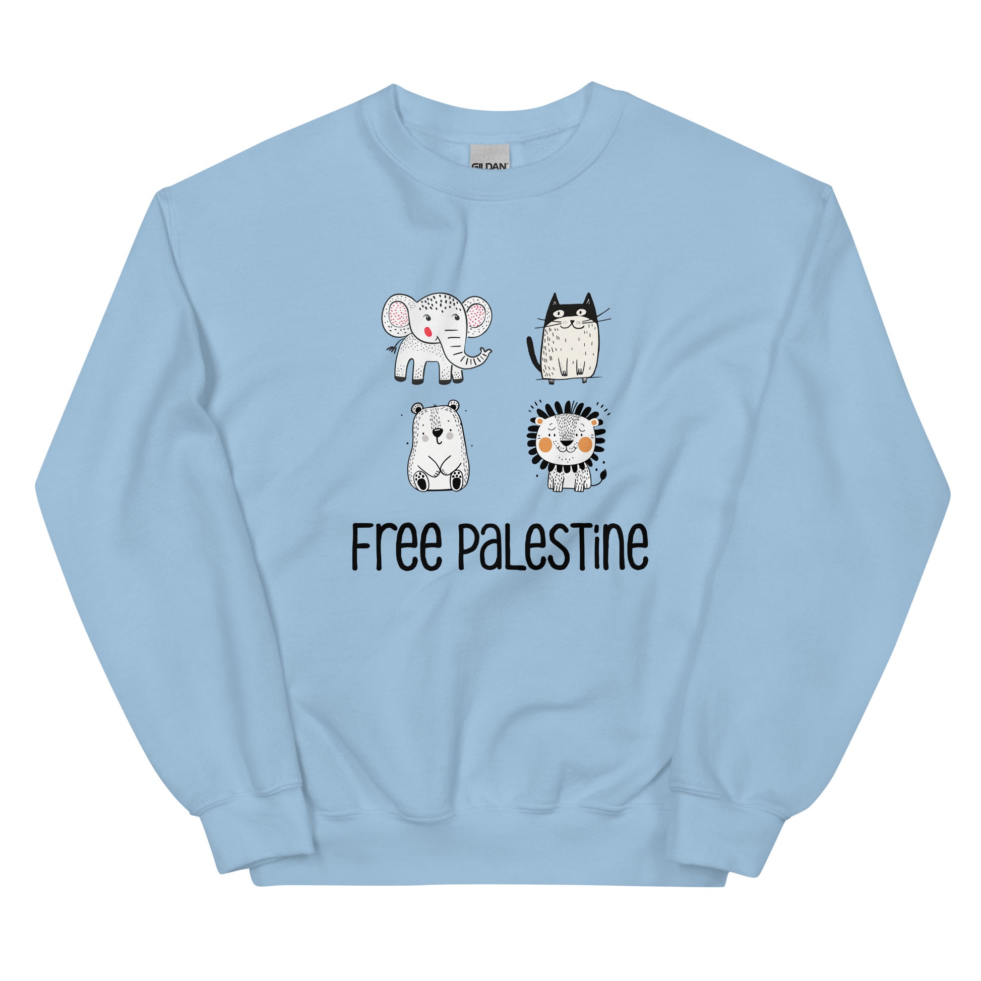 Free Palestine Animal Friends crewneck sweatshirt by Warrior Ink Apparel