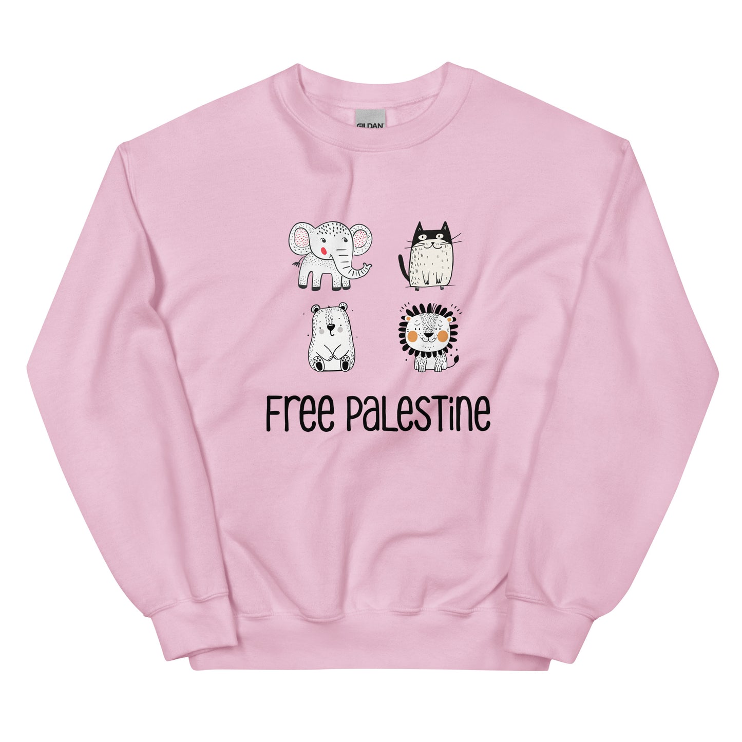 Free Palestine Animal Friends crewneck sweatshirt by Warrior Ink Apparel