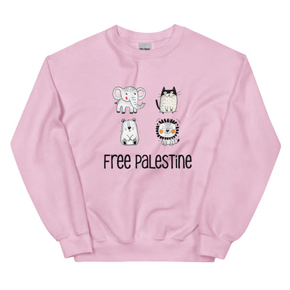 Free Palestine Animal Friends crewneck sweatshirt by Warrior Ink Apparel