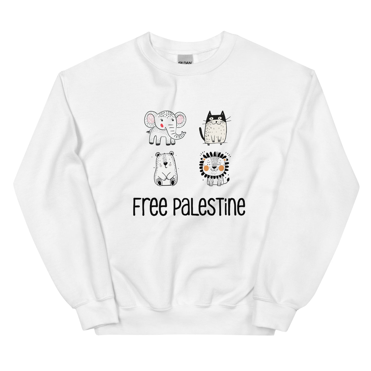 Free Palestine Animal Friends crewneck sweatshirt by Warrior Ink Apparel
