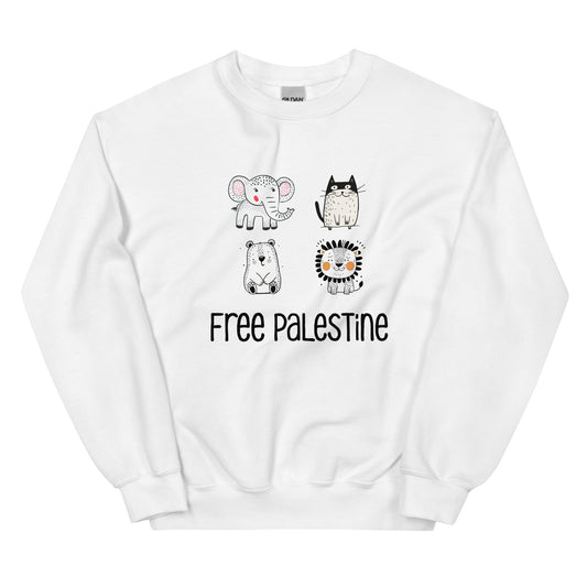Free Palestine Animal Friends crewneck sweatshirt by Warrior Ink Apparel