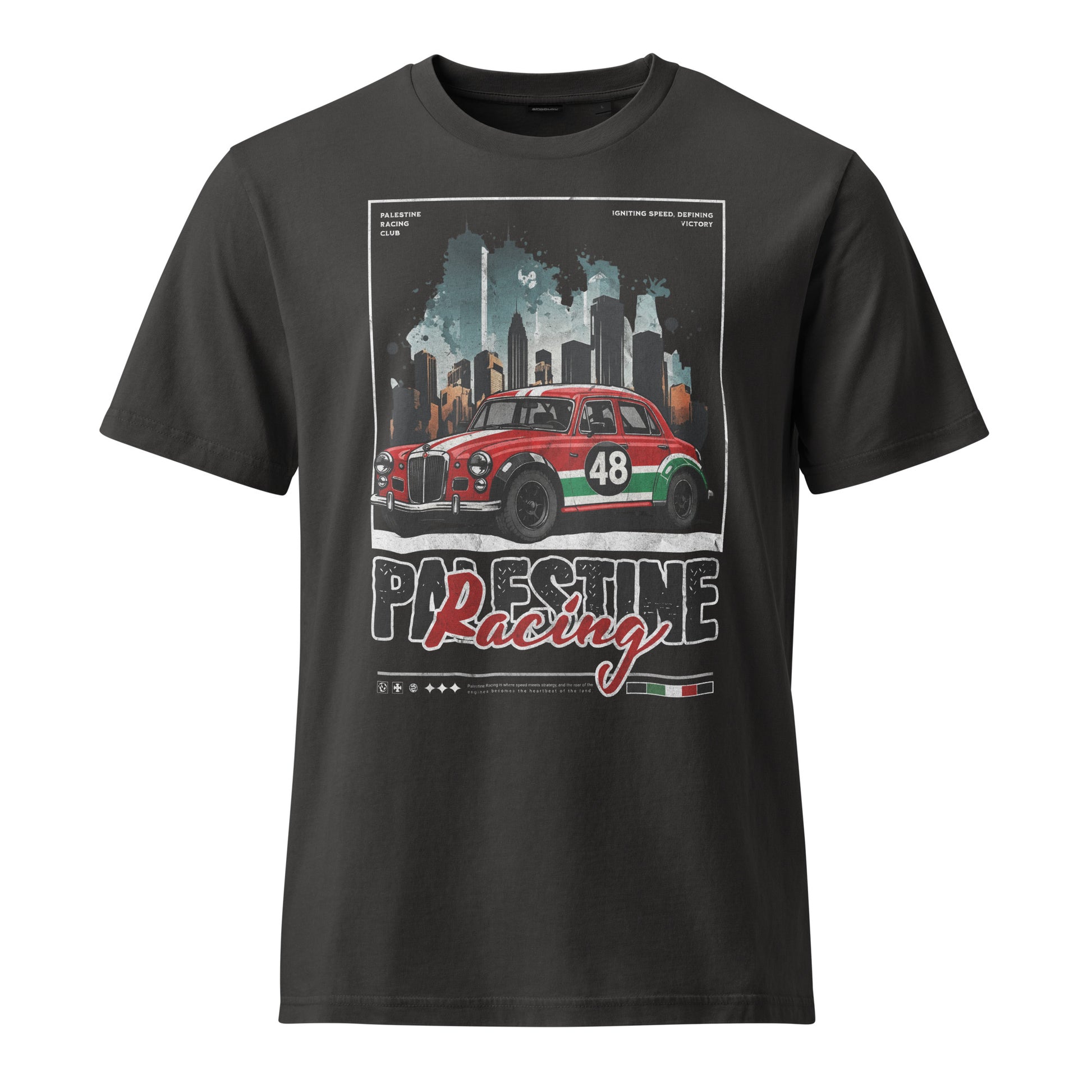 Palestine Racing shirt vintage motorsport graphic tee by Warrior Ink Apparel
